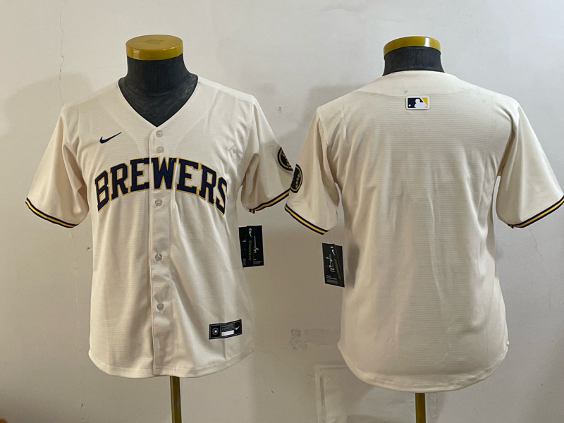 Youth 2026 Milwaukee Brewers blank cream Game Nike MLB Jersey 0915003->youth mlb jersey->Youth Jersey